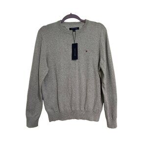 Tommy Hilfiger Mens Crew Neck Sweater Medium Grey Heather Preppy Academia